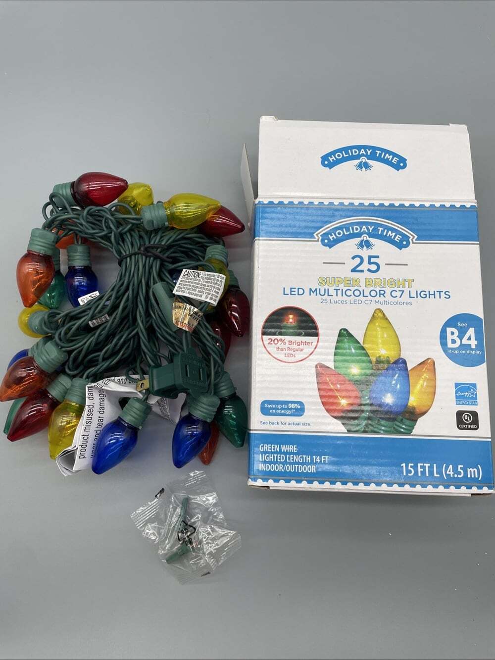 Holiday Time 25-Count Multicolor Super Bright LED C7 Christmas Lights 15ft